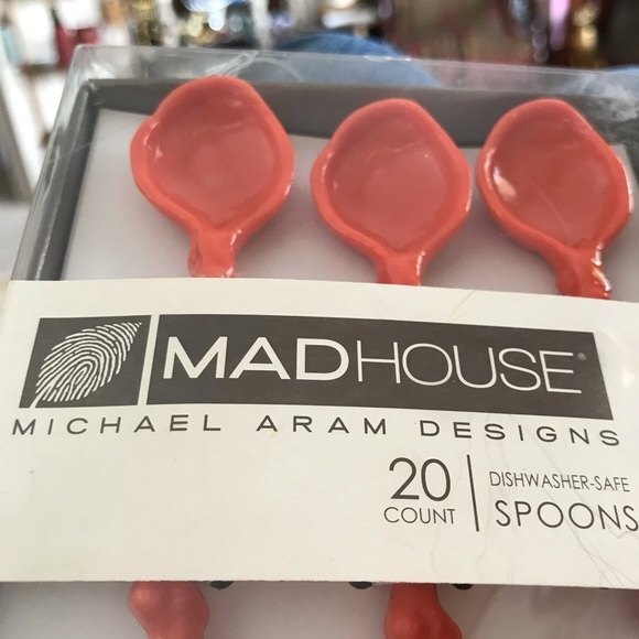 MADHOUSE Tasting Spoons by Michael Arak Designs 20 Count Dishwasher Safe Orange - Picture 2 of 4